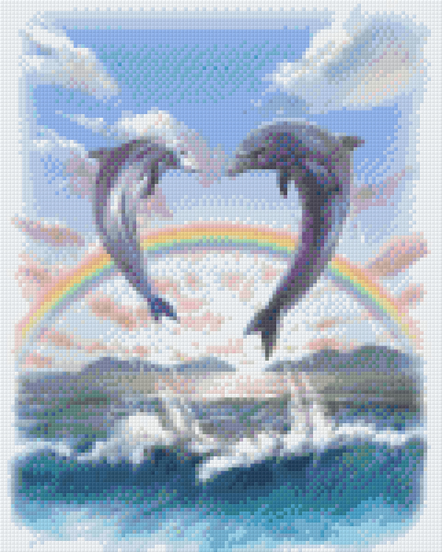 Dolphin Rainbow [9] Nine Baseplates Pixelhobby Mini mosaic Art kit image 0